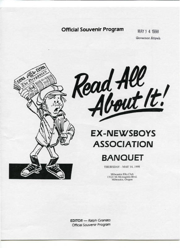 Ex-Newsboys Association Banquet program