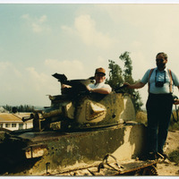 Denny Miles and Lon Holbrook on a tank