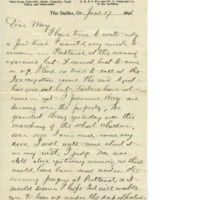 Short letter from Cyrus Walker to his wife on a parade and her mother's serious illness