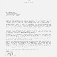 Letter from Atiyeh to Karen York on working with Japan and withdrawing JWA membership for his consulting business