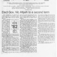 "Elect Gov. Vic Atiyeh to a second term" editorial endorsement from The Oregonian