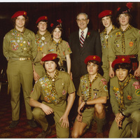 Atiyeh standing with several Boy Scouts