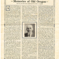 "Memories of Old Oregon" news article in The Rural Oregonian by Cyrus Walker