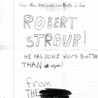Child's letter to teacher regarding 1974 gubernatorial election