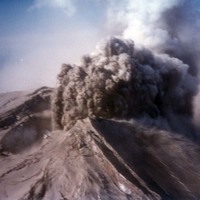 Aerial view of Mount St. Helens eruption