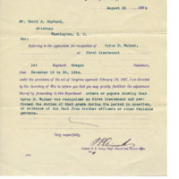 Letter from the United States Record and Pension Office to Henry Hayward requesting evidence before processing Cyrus Walker's pension claim