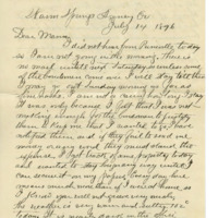 Letter from Cyrus Walker to his wife on his work with the Warm Springs bondsmen and delaying his visit