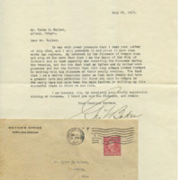 Letter from George L. Baker to Cyrus Walker discussing pioneers