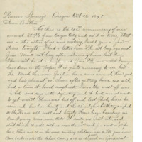 Letter from Cyrus Walker to one of his brothers asking for news and describing a bout of illness and the Warm Springs school