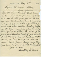 Letter from Courtney Meek to Cyrus Walker asking him for help getting a pension for his service in the Indian Wars