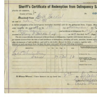 Certificate for a purchase from a delinquency sale made by Cyrus Walker