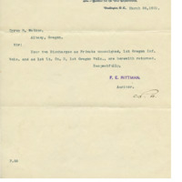Letter from F. E. Rittman to Cyrus Walker returning some documents