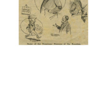 "Some of the Prominent Pioneers at the Reunion" cartoon of Cyrus Walker and others in the Oregon Pioneer Association