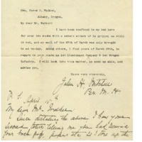 Letter from Oregon Senator John H. Mitchell to Cyrus Walker and an attached obituary for Senator Mitchell