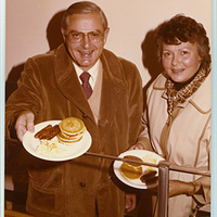 Victor and Dolores Atiyeh at a pancake breakfast