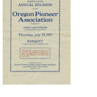 Program from the Oregon Pioneer Association public auditorium and banquet