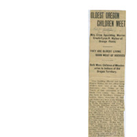 "Oldest Oregon Children Meet" news article in the Democrat on a meeting between Cyrus Walker and Eliza Spalding Warren