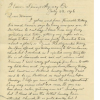 Letter from Cyrus Walker to his wife on further troubles receiving his salary